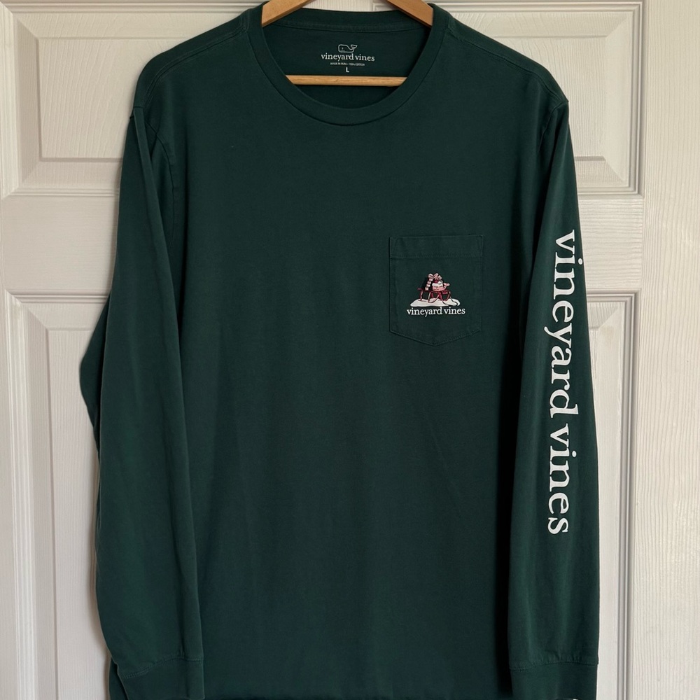 Vineyard Vines Men's Dark Green Long Sleeve Tee